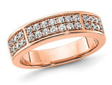 1/2 Carat (ctw) Diamond Two Row Wedding Band Ring in 14K Rose Gold (SIZE 7)
